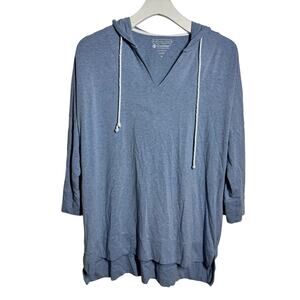 Coolibar UPF50 Hooded Top Women M Blue Beach Outdoor Gorpcore Walking Activewear